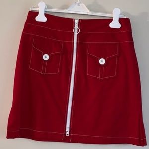 Red Skirt with White Zipper and Buttons sz 6